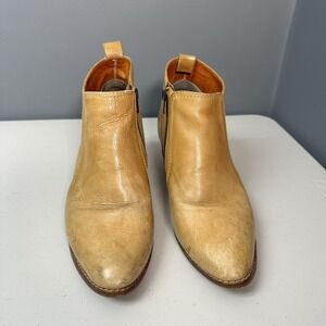 Vintage Yellow Leather Western Ankle Boots /Booties/Size 9